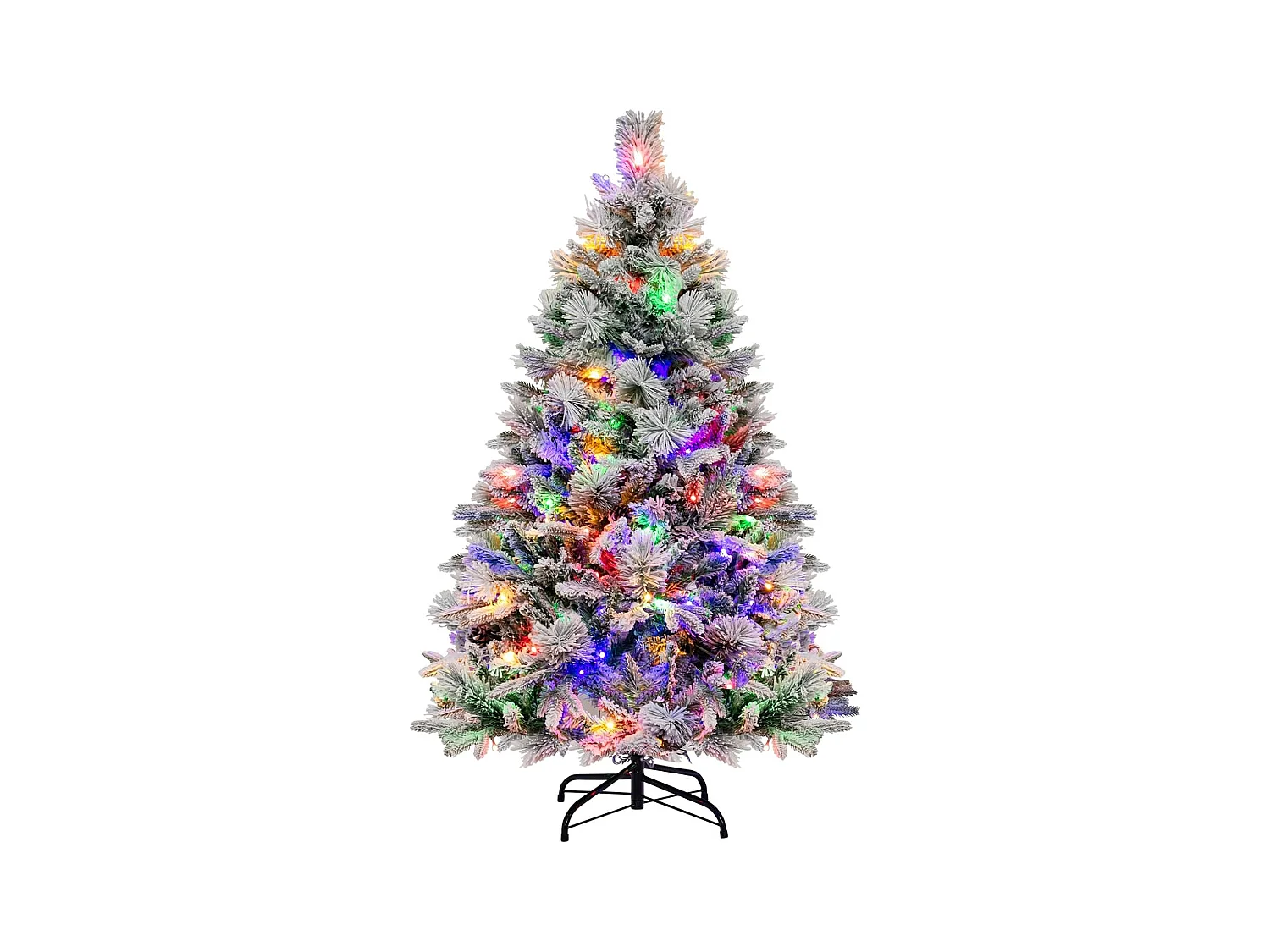 Sapin de noël artificiel avec lumières led et fonction minuterie, vert (135 cm)