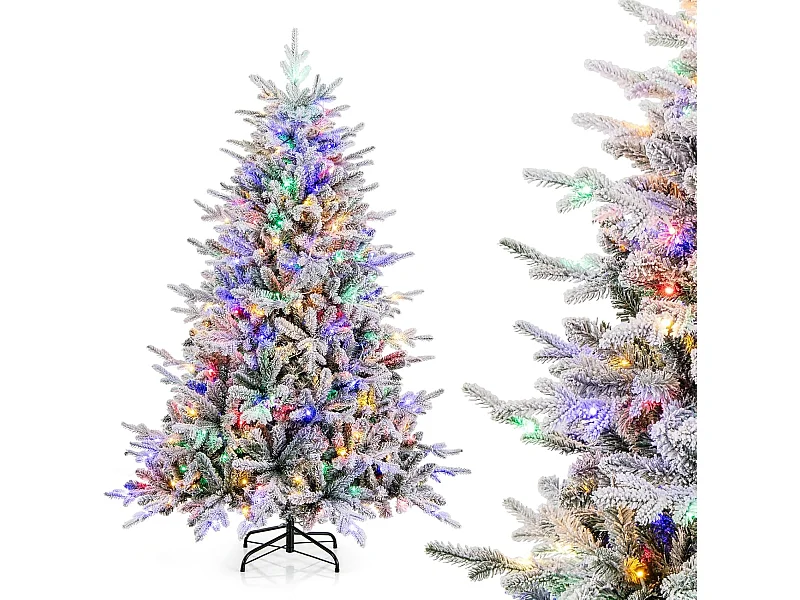 Sapin de noël 186 cm, 8 modes d'eclairage, led multicolores, 820 branches articulées