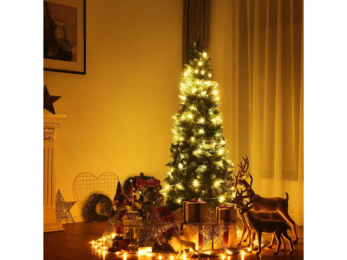 Arbre de noël artificiel 180cm aiguilles en pvc avec neige,630 branches vert