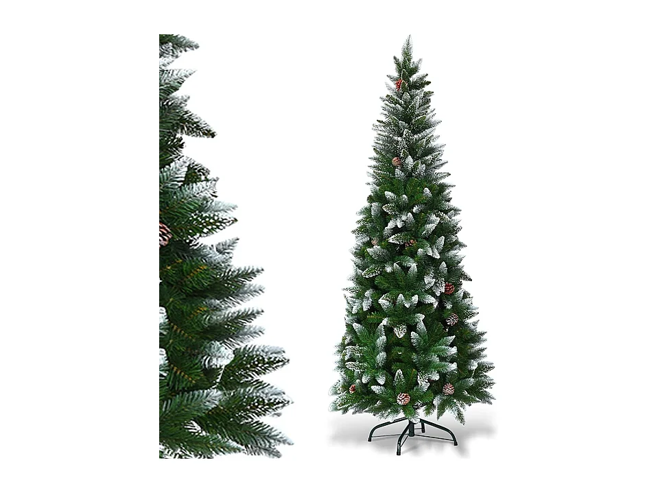 Arbre de noël artificiel 180cm aiguilles en pvc avec neige,630 branches vert