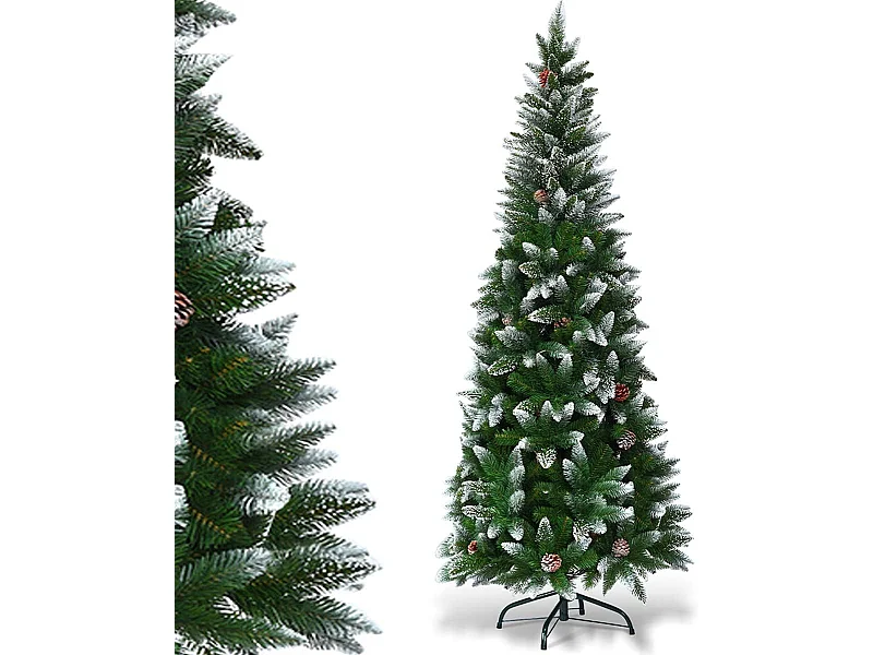 Arbre de noël artificiel 180cm aiguilles en pvc avec neige,630 branches vert
