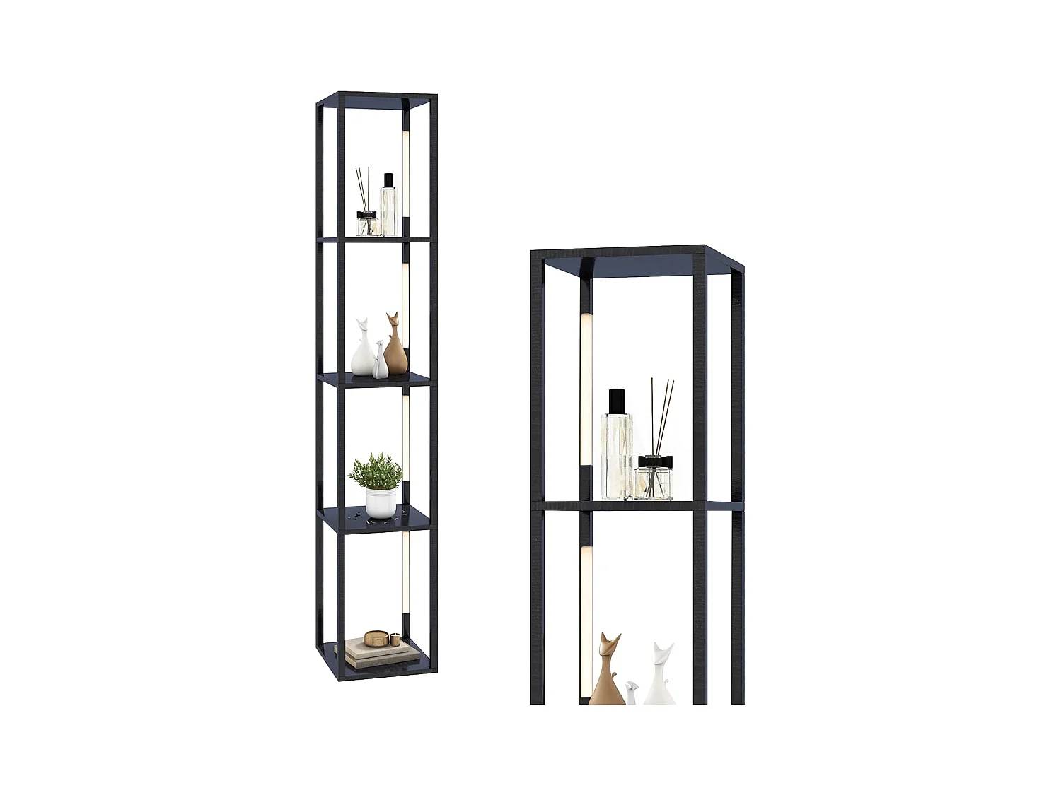 Lampadaire salon 163cm avec 4 étagères ampoules led à 3 intensités variable