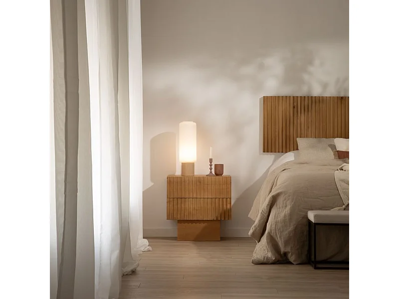 Comodino legno massiccio di mango naturale 40x60