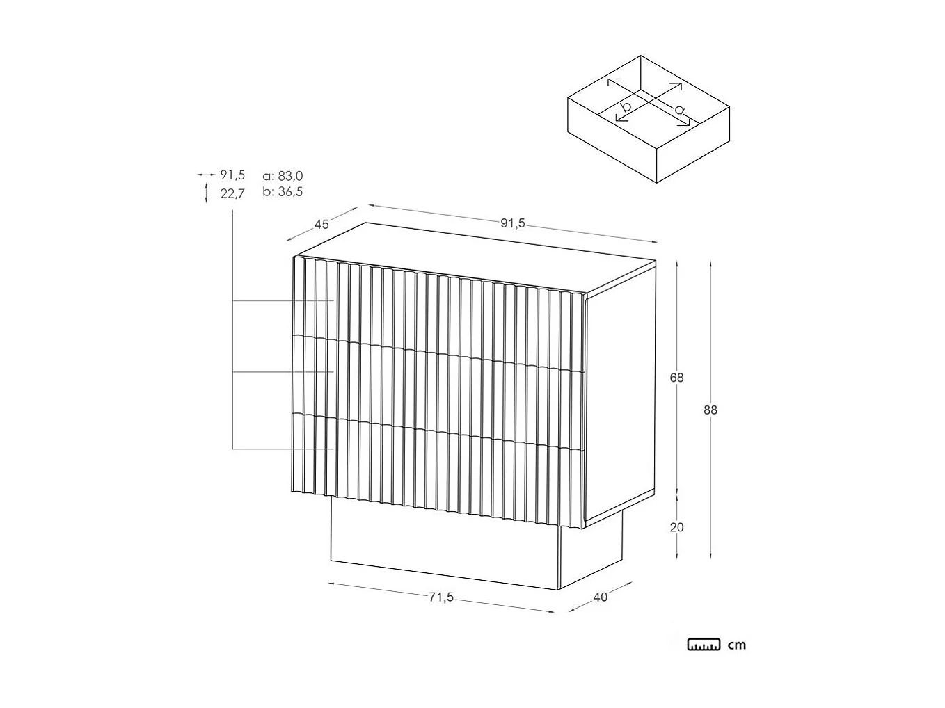 Comò legno massiccio di mango naturale 45x88