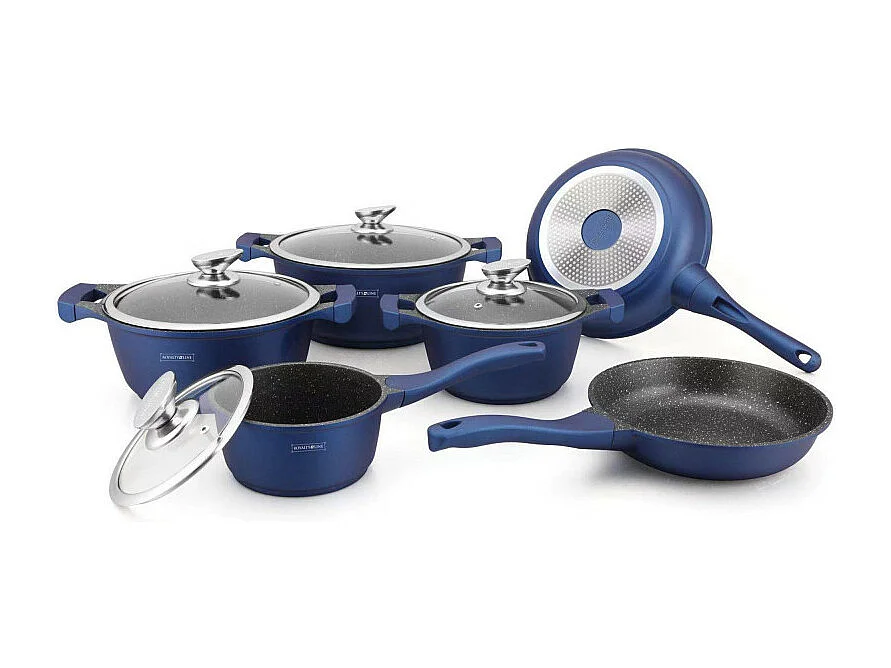 Royalty Line RL-BS1010M: Pot de 10 pièces avec revêtement en céramique Bleu