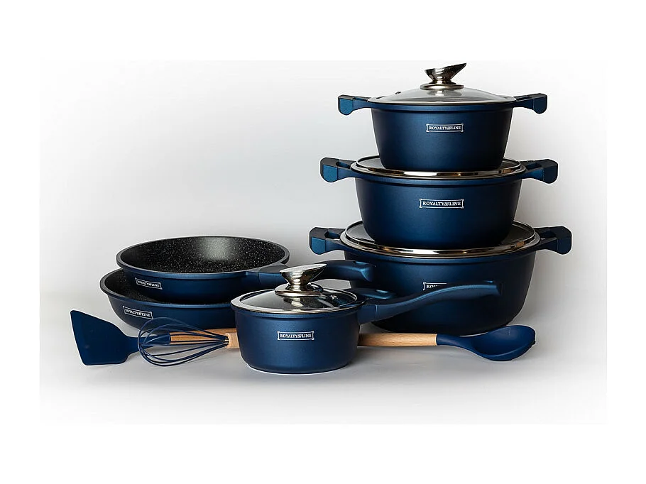 Royalty Line RL-BS1010M: Pot de 10 pièces avec revêtement en céramique Bleu