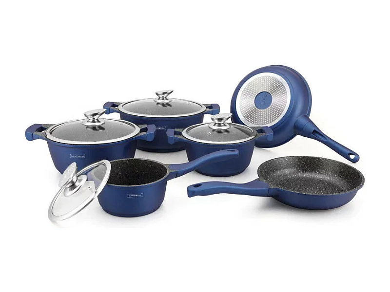 Royalty Line RL-BS1010M: Pot de 10 pièces avec revêtement en céramique Bleu