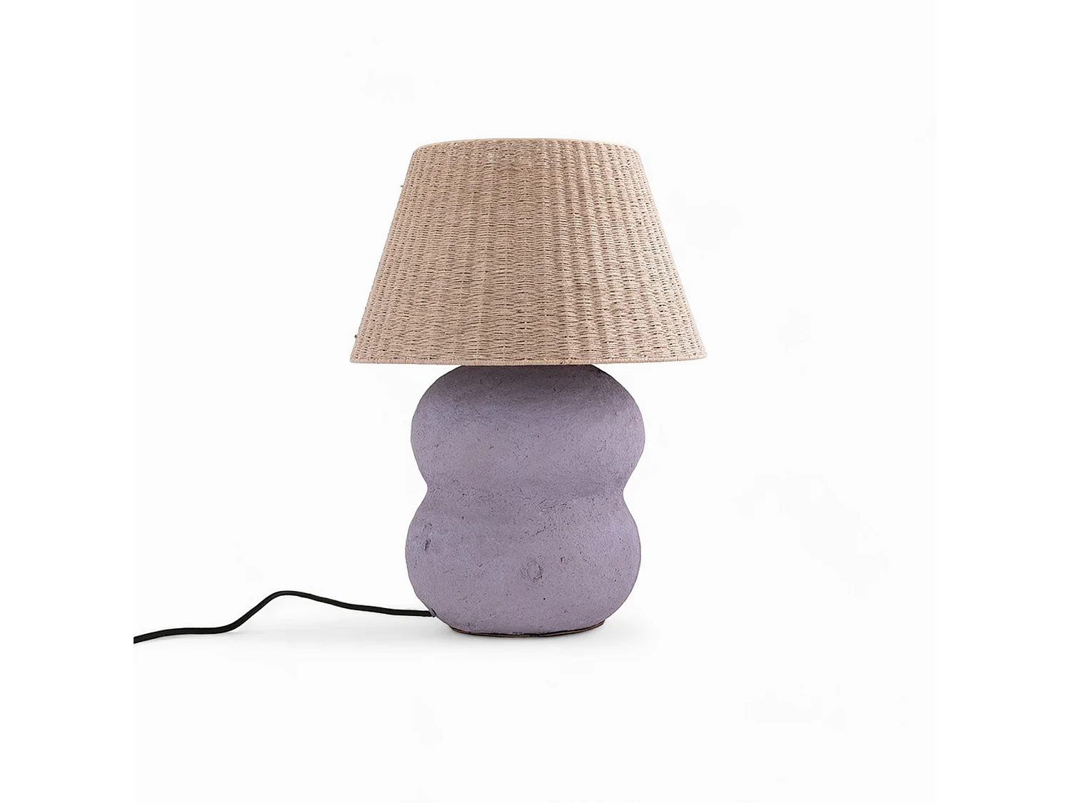 Lampe à poser en jute et papier mauve - Ida