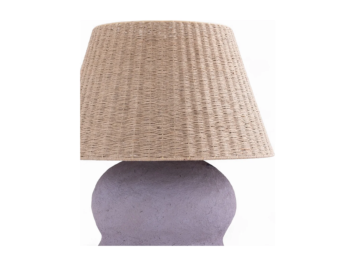 Lampe à poser en jute et papier mauve - Ida