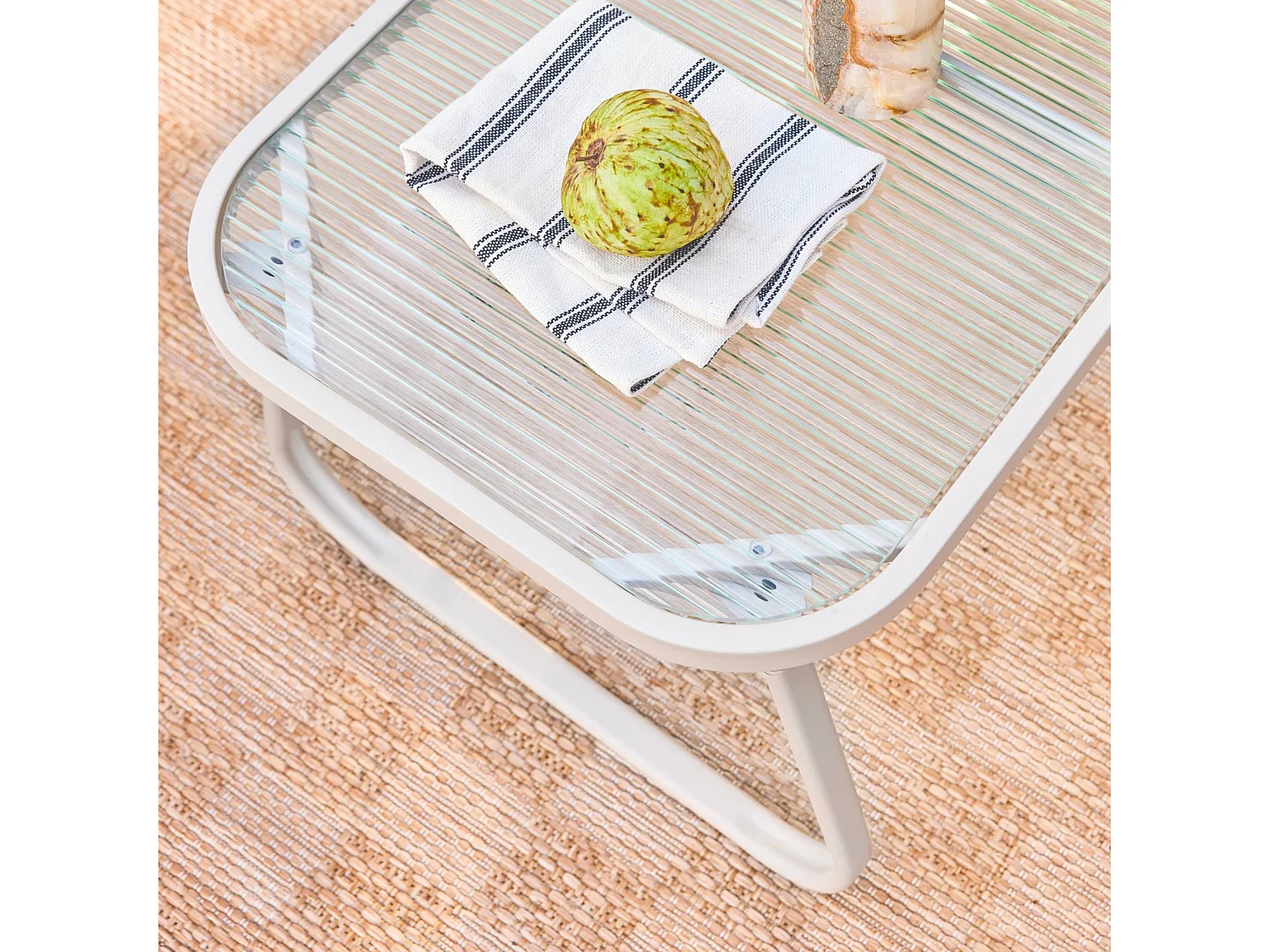 Salotto da giardino in acciaio, 4 posti, beige