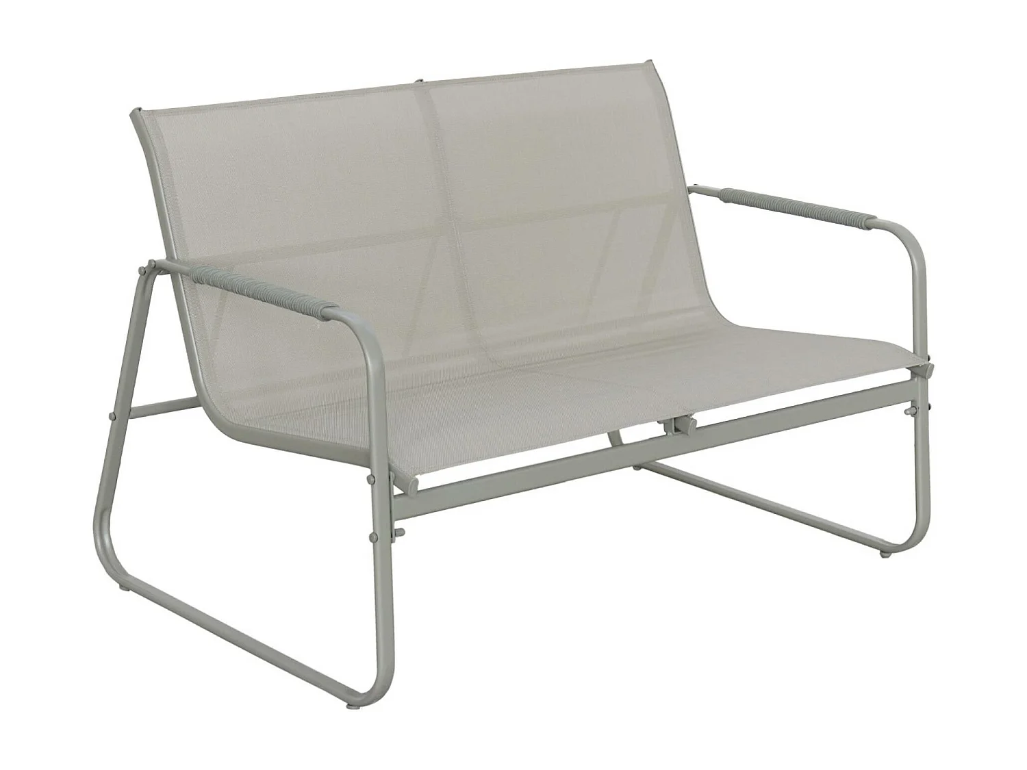 Salon de jardin kaki NOTO acier. 4 places. un canapé. une table. deux fauteuils textilene