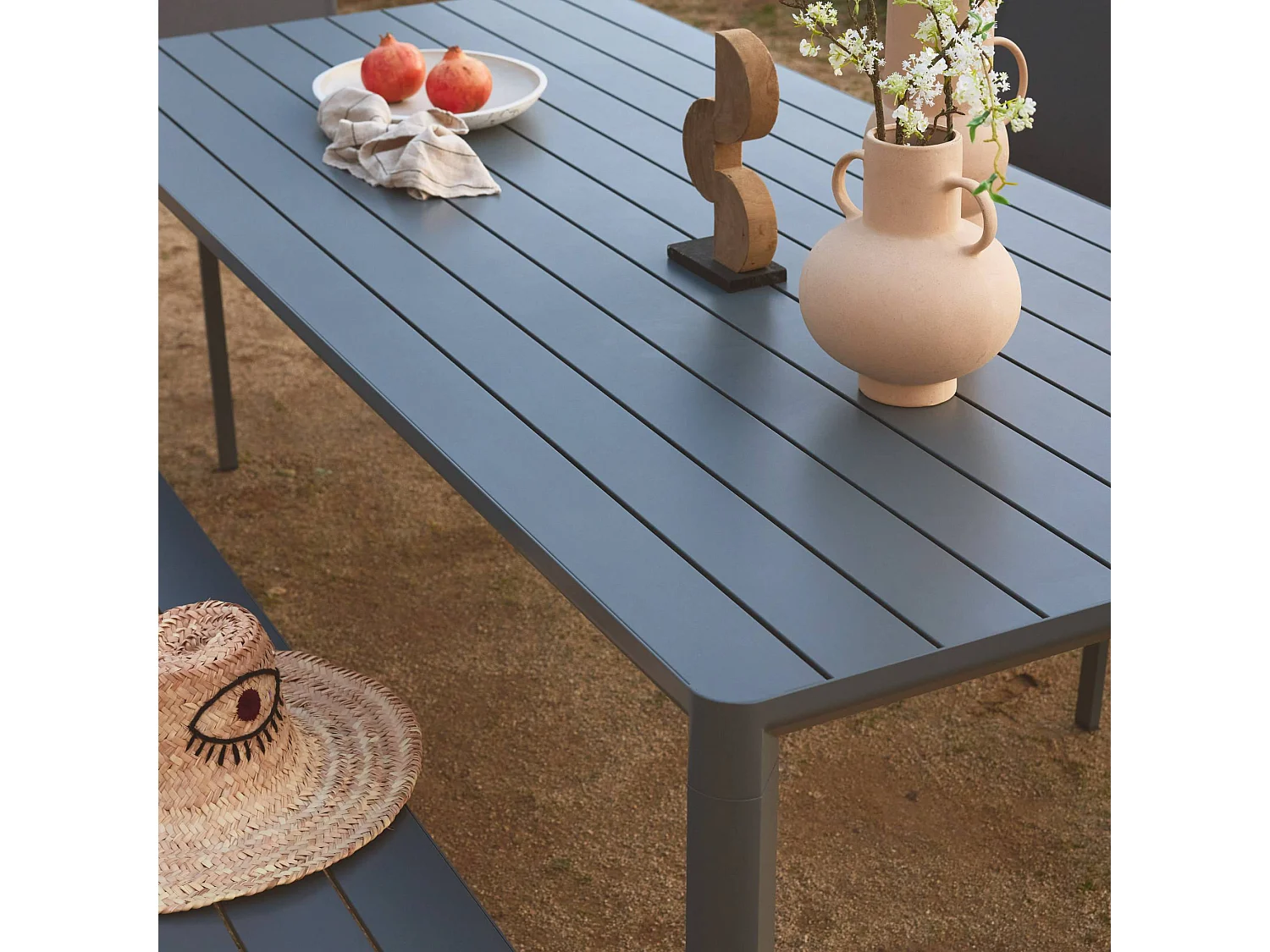 Mesa de jardín de aluminio de 8 plazas antracita