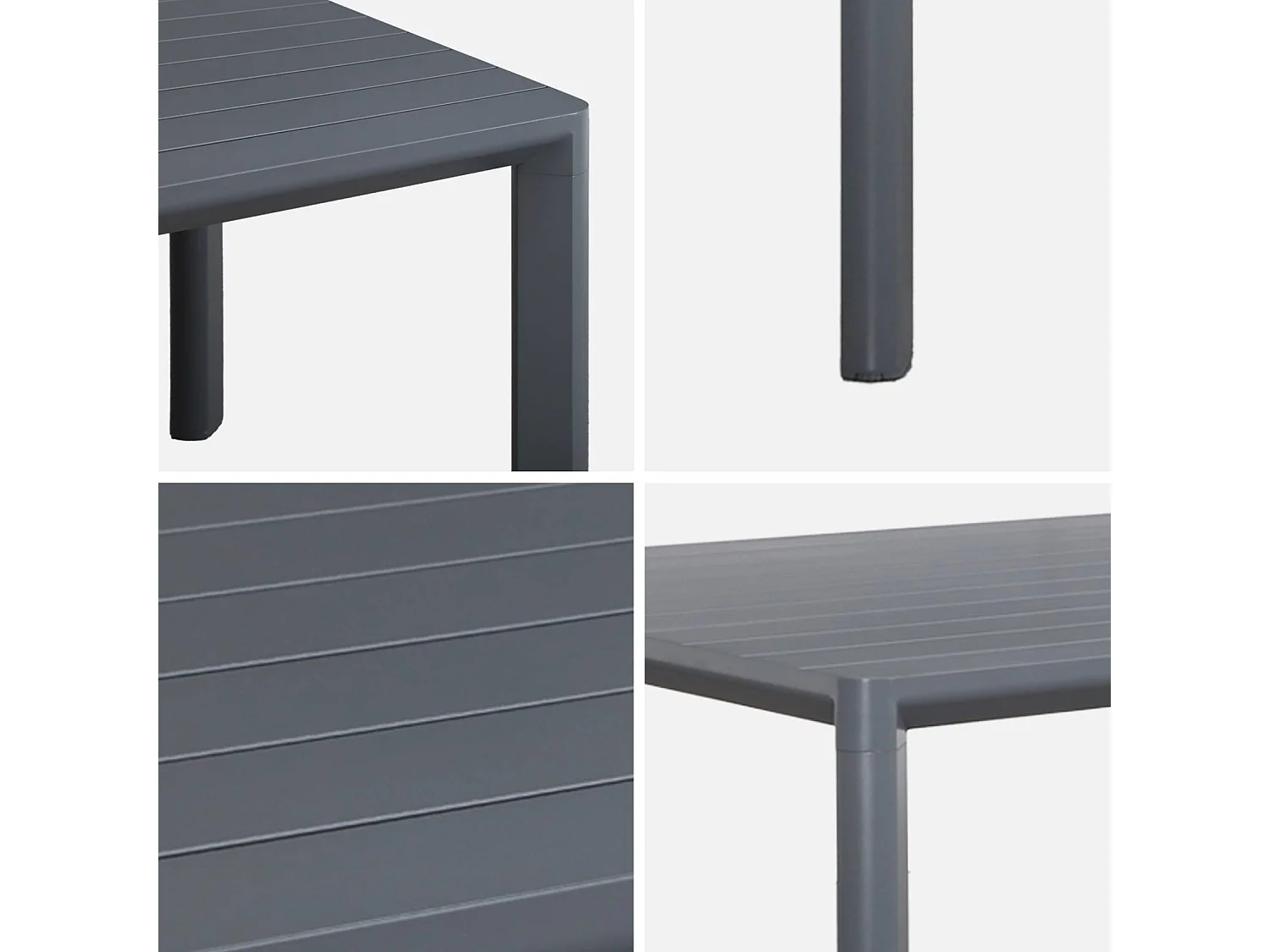 Table de jardin anthracite SACRAMENTO aluminium. 8 places. 220 x 100 x 75 cm