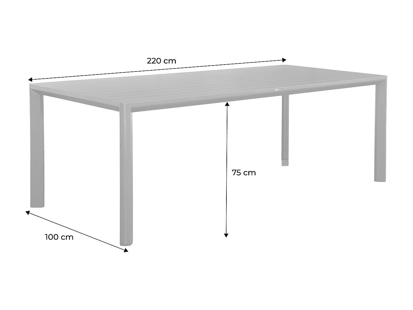 Tavolo da giardino in alluminio, 8 posti, beige