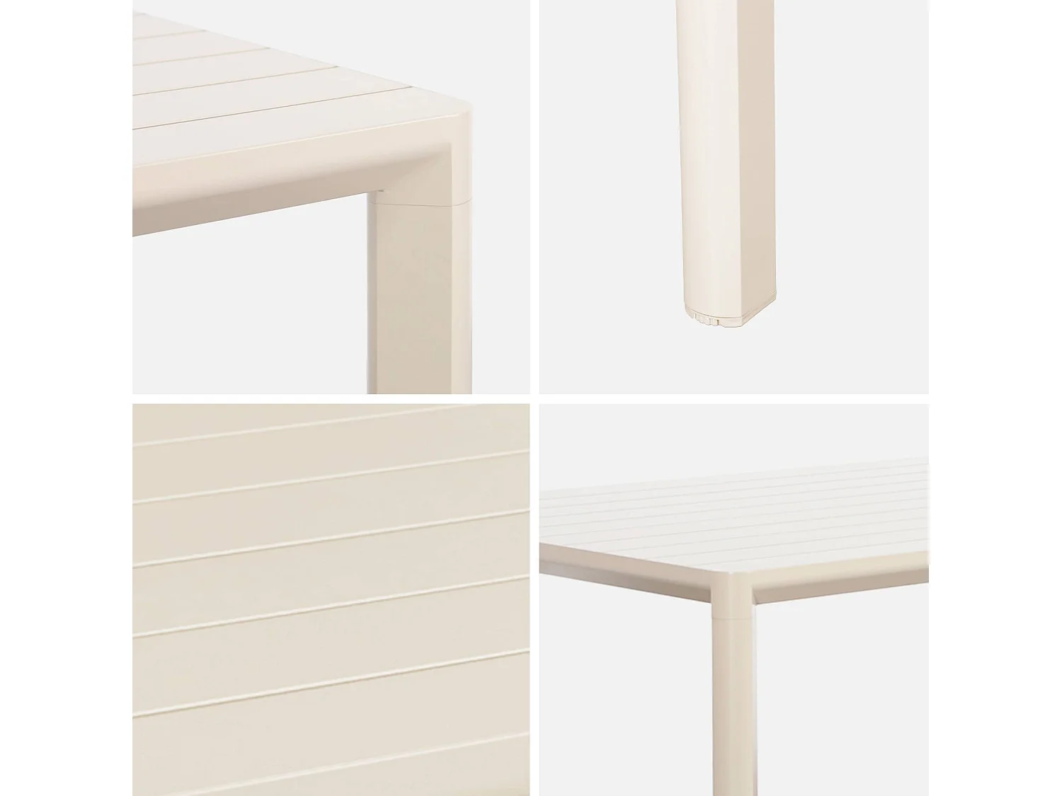 Mesa de jardín de aluminio de 8 plazas beige