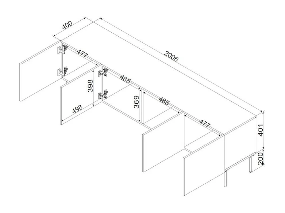 Porta TV design beige - 4 ante - 200cm Abys