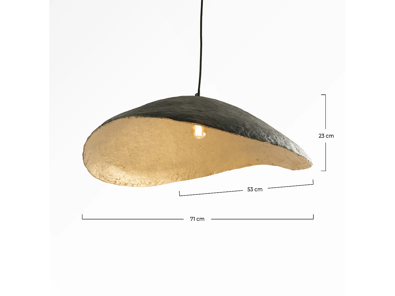 Lámpara de techo de papel y hilo negro D71 cm - Milano