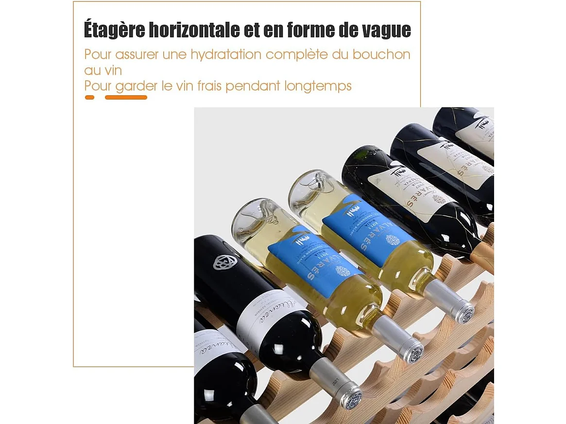 Range Bouteille en Bois pour 72 Bouteilles, Casier à Bouteilles avec 6 Étagères, Cave à Vin Modulable pour Cuisine, Bars, 119 X 29 X 71,5 cm, Naturel