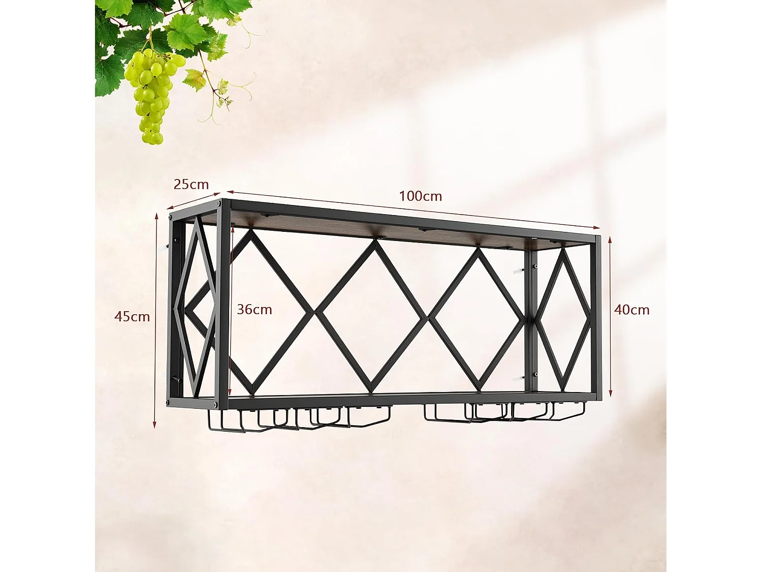 Porte-bouteilles mural industriel, étagère de rangement avec porte-bouteilles 2 niveaux
