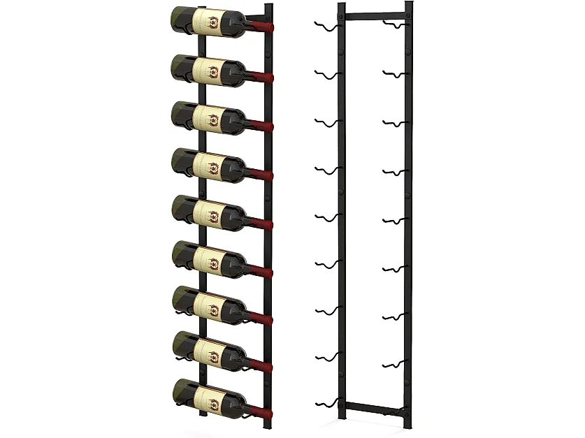Porte bouteille mural, étagère à vin en métal pour 9 bouteilles, noir