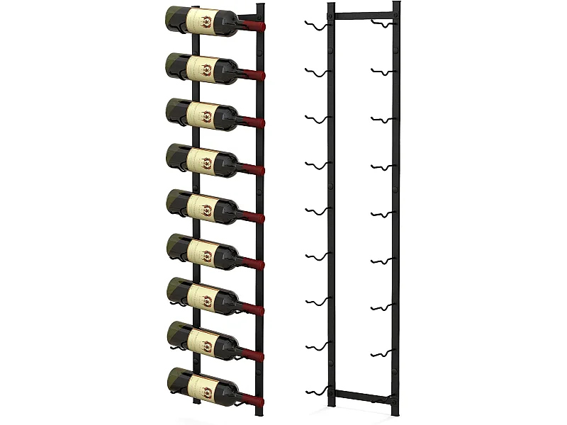 Porte bouteille mural, étagère à vin en métal pour 9 bouteilles, noir