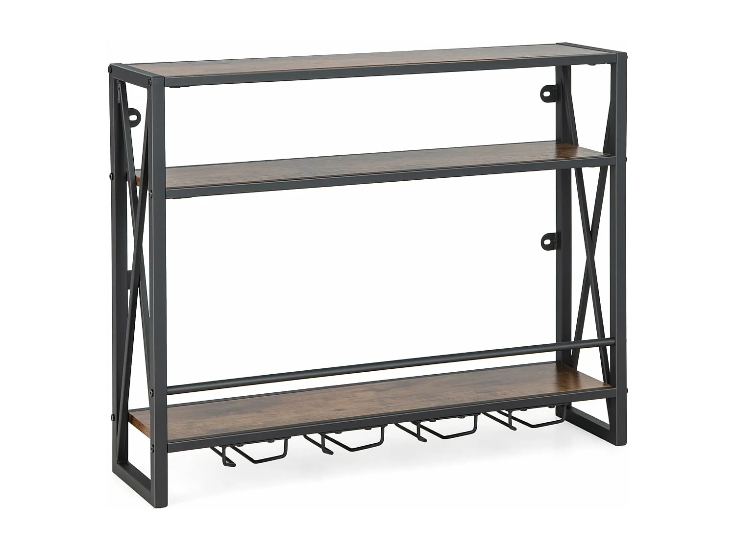 Casier à bouteilles mural industriel, étagère de rangement à 3 niveaux, 20 x 80 x 63 cm