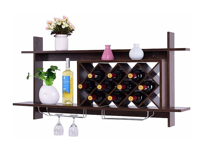 Étagère à vin mural casier à vin porte-bouteilles de vin pour fixation murale (brun)