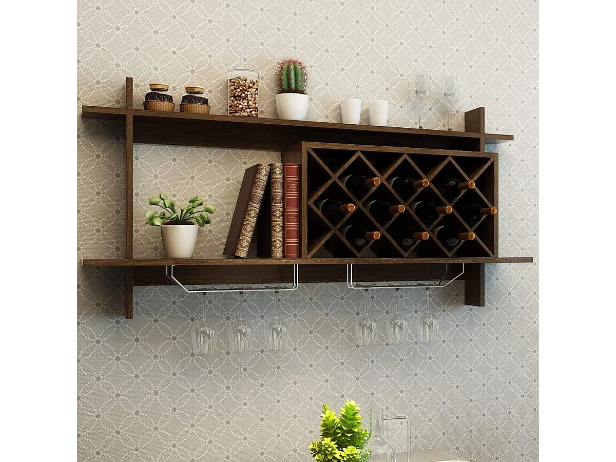 Étagère à vin mural casier à vin porte-bouteilles de vin pour fixation murale (brun)