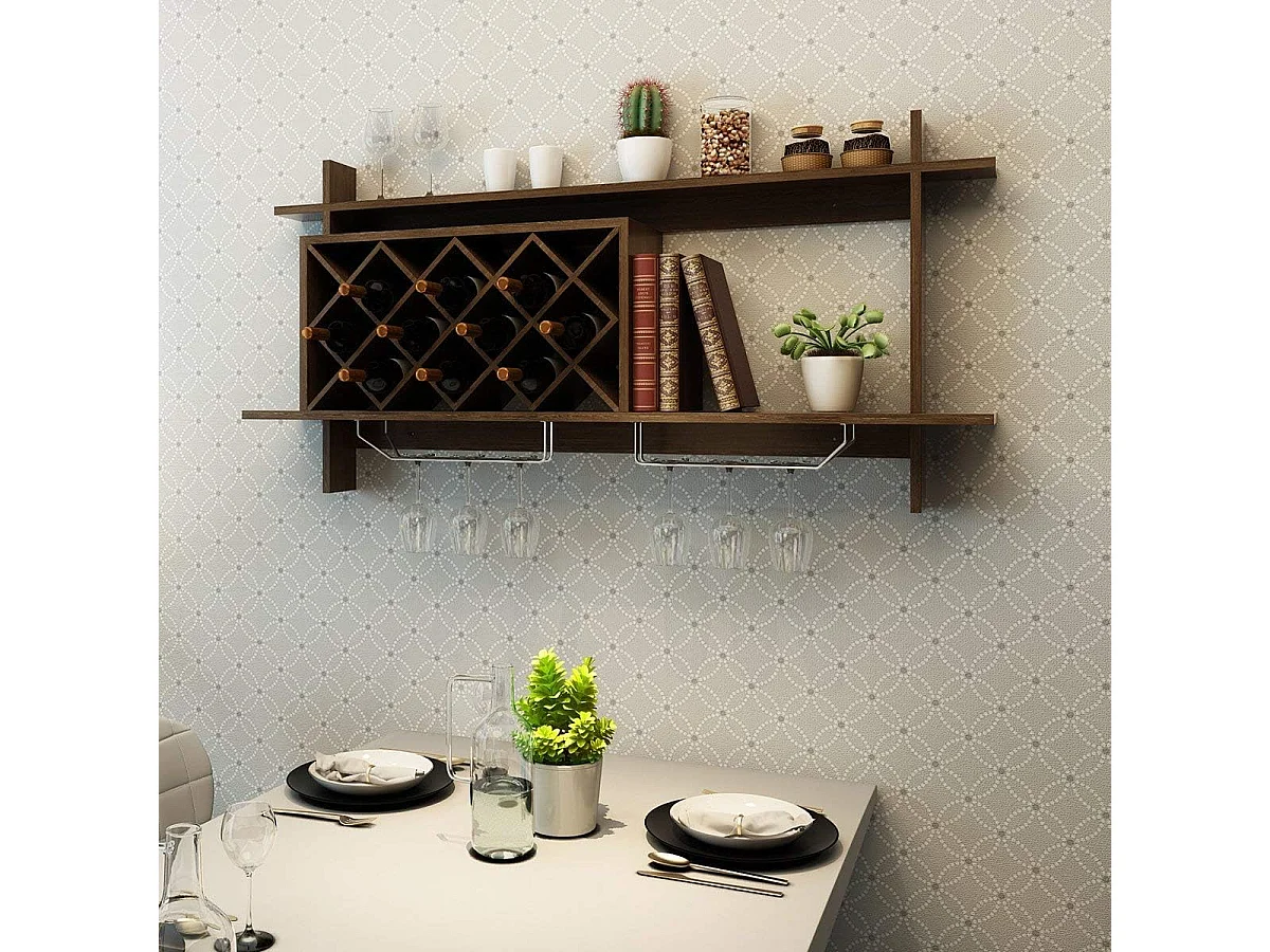 Étagère à vin mural casier à vin porte-bouteilles de vin pour fixation murale (brun)