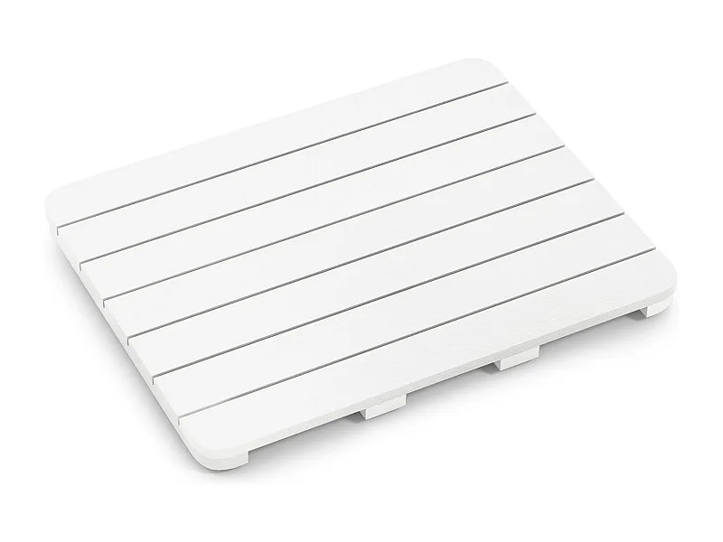 Douchemat, HIPS anti-schimmel en antislip badmat, voor douche, badkuip, zwembad, terras, binnen of buiten (34 x 55 cm, wit)