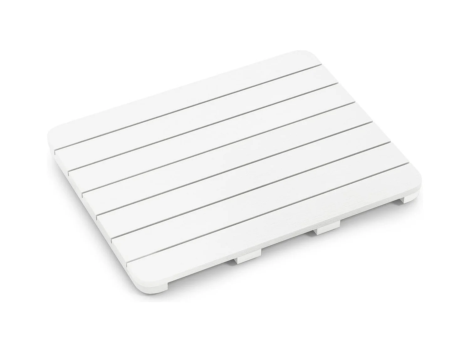 Caillebotis de Douche, Tapis de Bain en HIPS Anti-moisissures et Antidérapant, pour Douche, Baignoire, Bord de Piscine, Patio, Intérieur ou Extérieur (34 x 55 cm, Blanc)