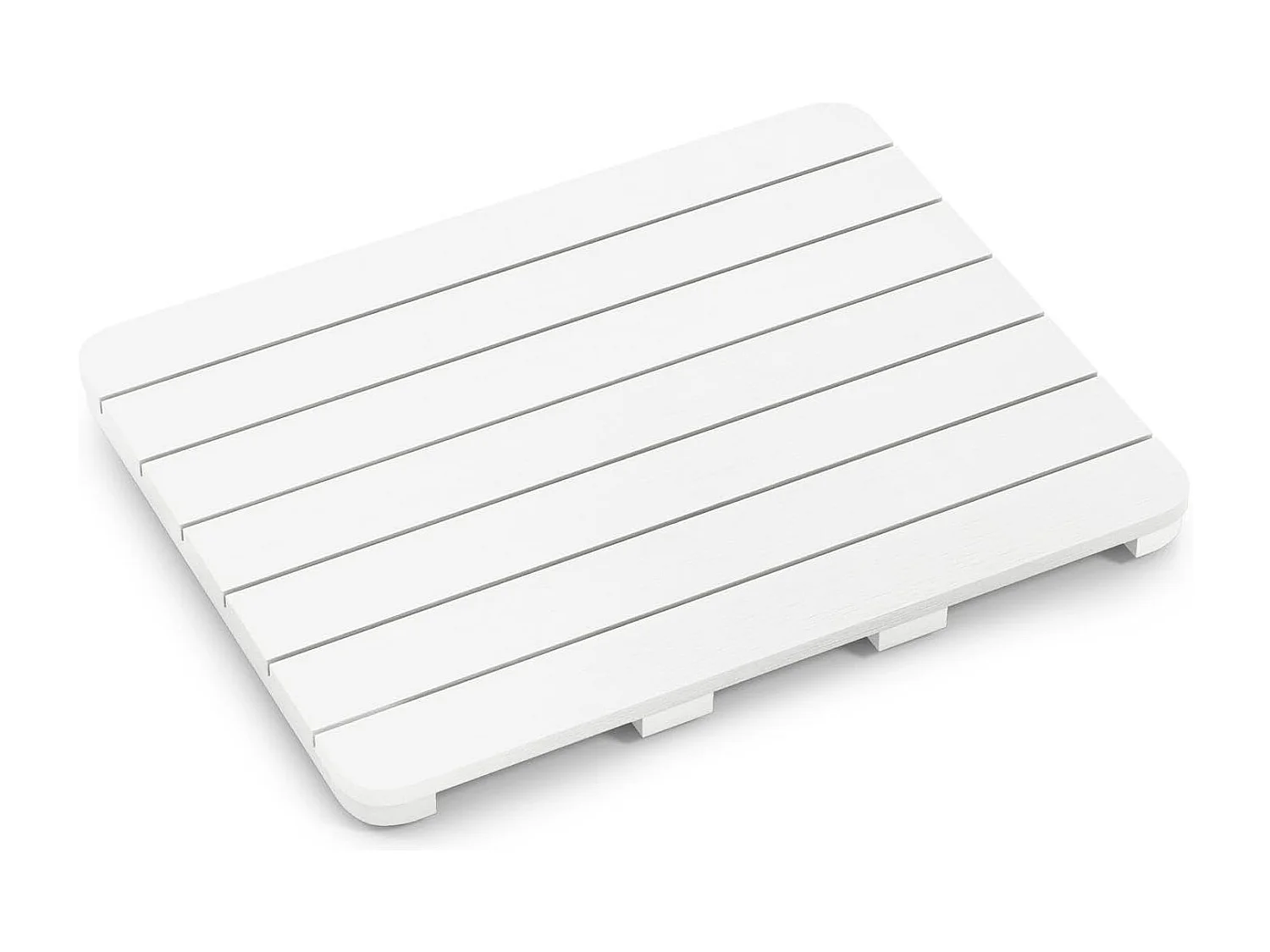 Caillebotis de Douche, Tapis de Bain en HIPS Anti-moisissures et Antidérapant, pour Douche, Baignoire, Bord de Piscine, Patio, Intérieur ou Extérieur (34 x 55 cm, Blanc)