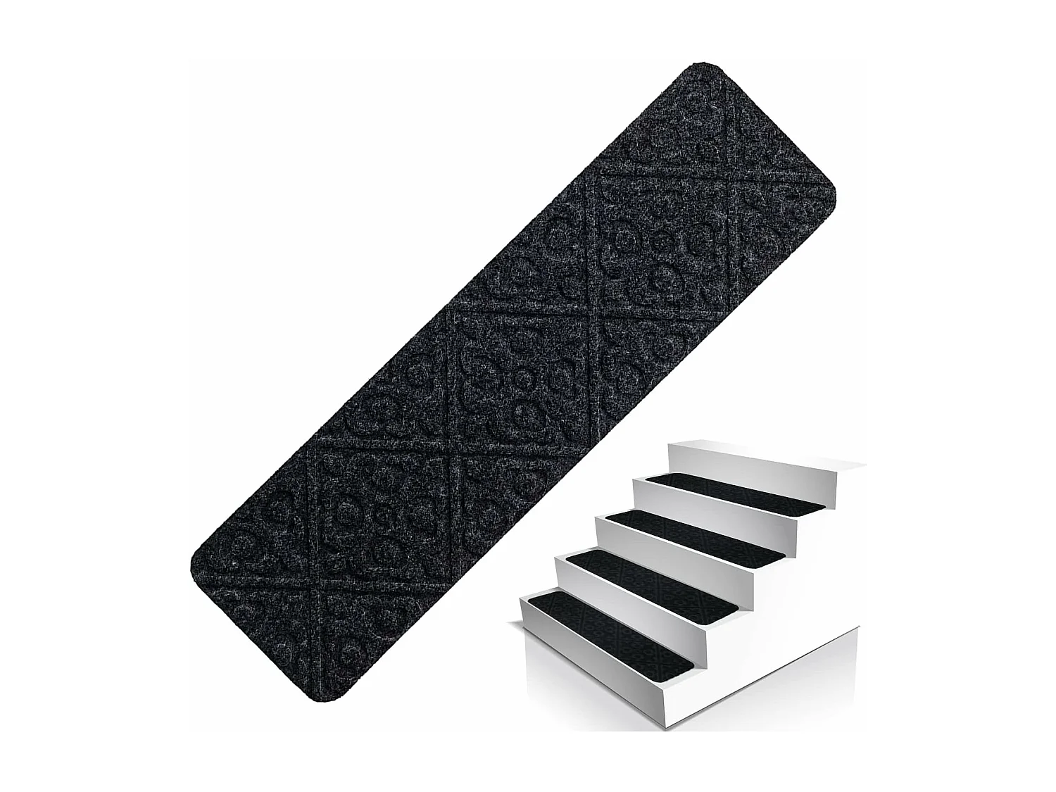 Lot de 15 marchettes d'escalier antidérapant 20 x 76 cm, sécurité pour enfants (gris)