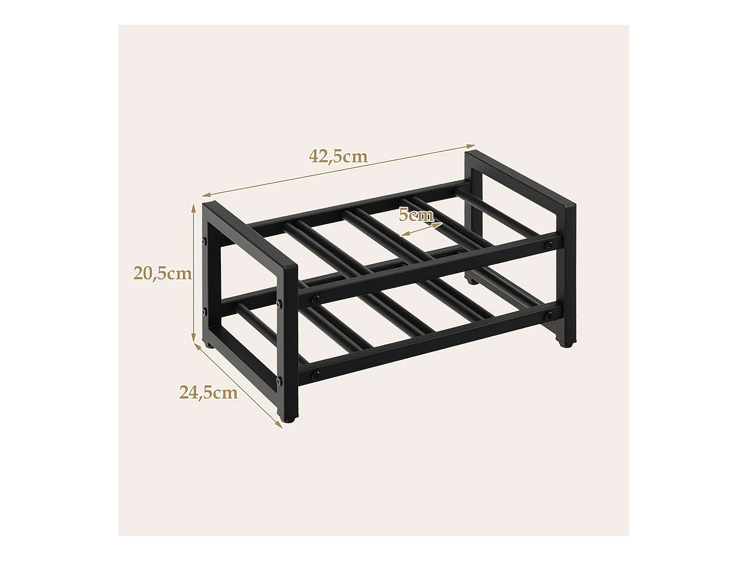 Étagère à vin à 2 niveaux pour 8 bouteilles, surface antirouille, casier à vin, noir