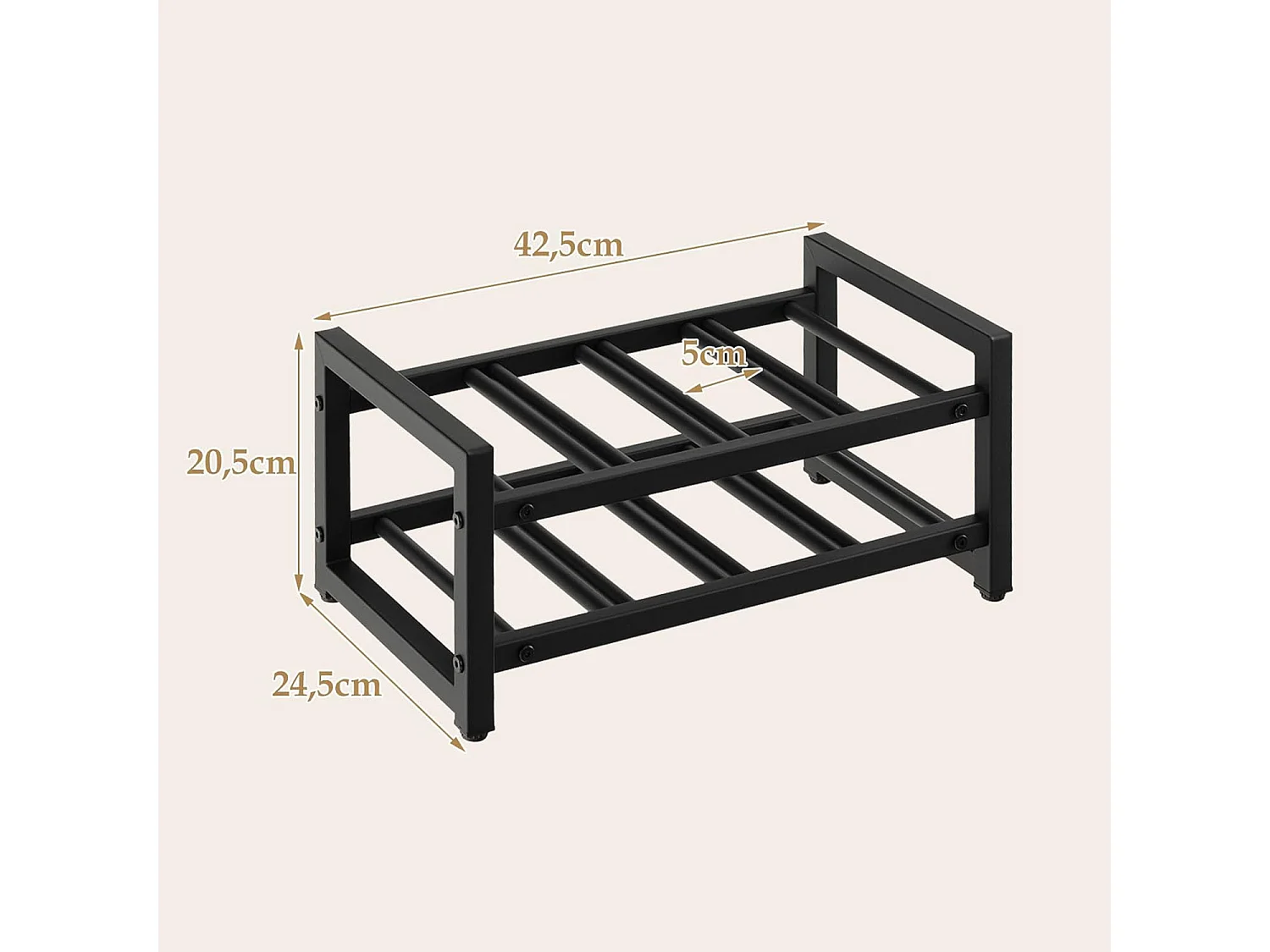 Étagère à vin à 2 niveaux pour 8 bouteilles, surface antirouille, casier à vin, noir