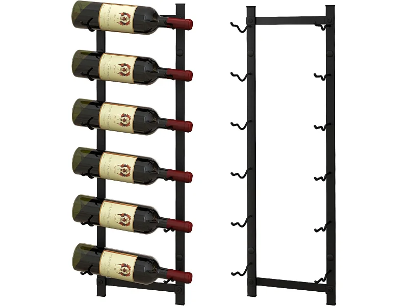 Porte bouteille mural, étagère à vin en métal pour 6 bouteilles, casier à vin, noir