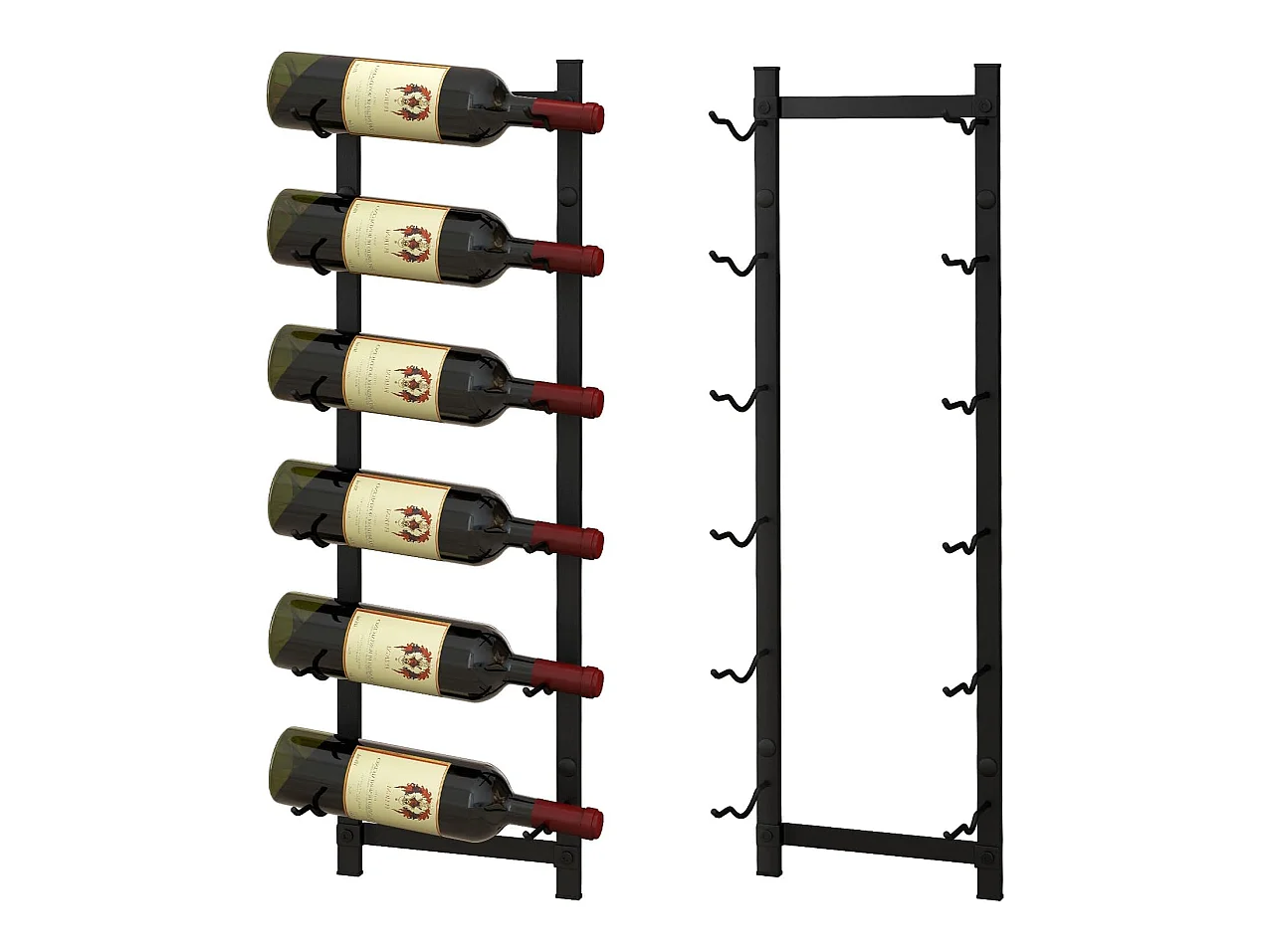 Porte bouteille mural, étagère à vin en métal pour 6 bouteilles, casier à vin, noir