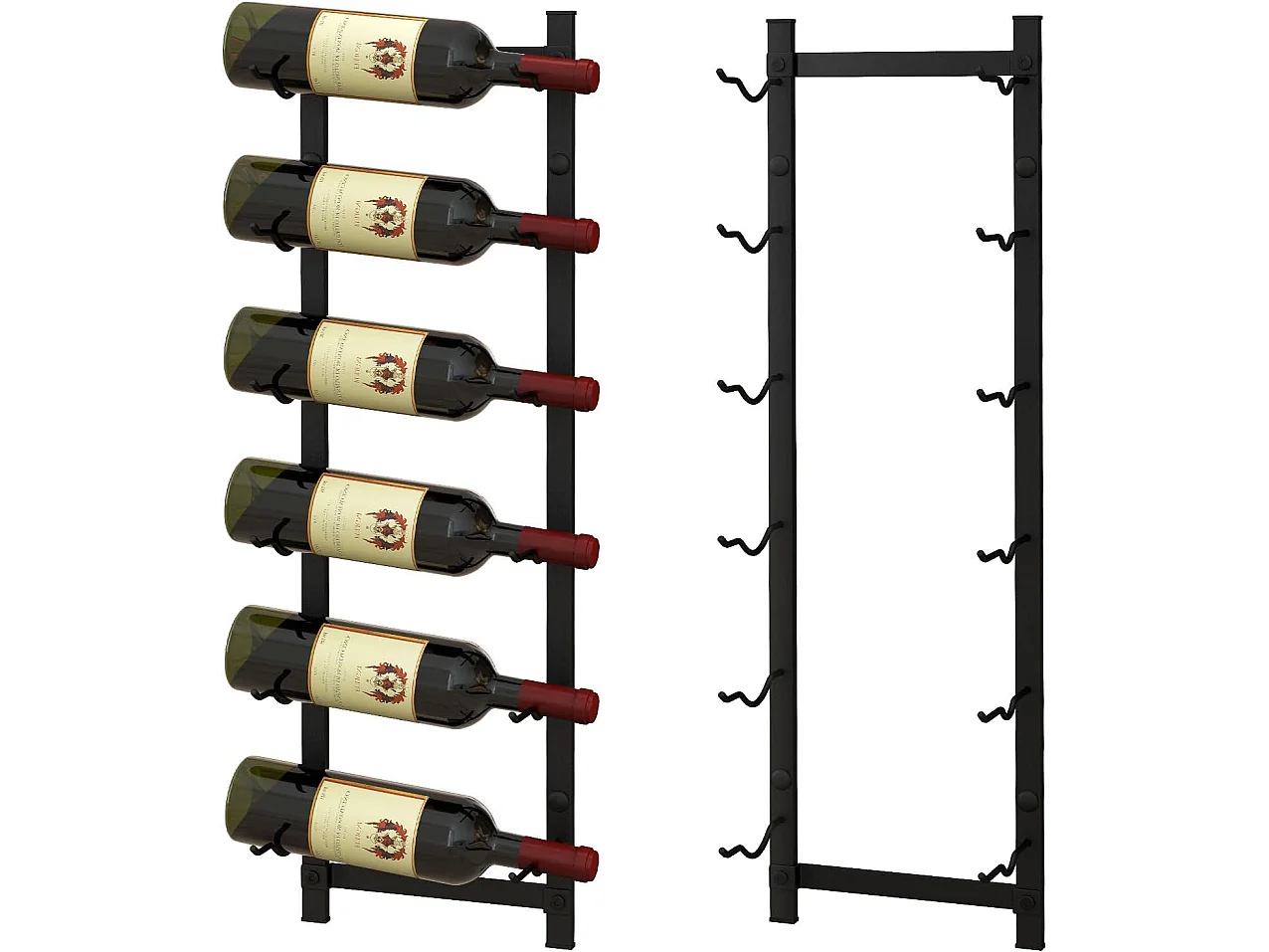 Porte bouteille mural, étagère à vin en métal pour 6 bouteilles, casier à vin, noir