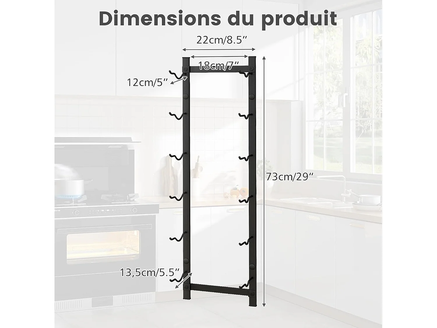 Porte bouteille mural, étagère à vin en métal pour 6 bouteilles, casier à vin, noir