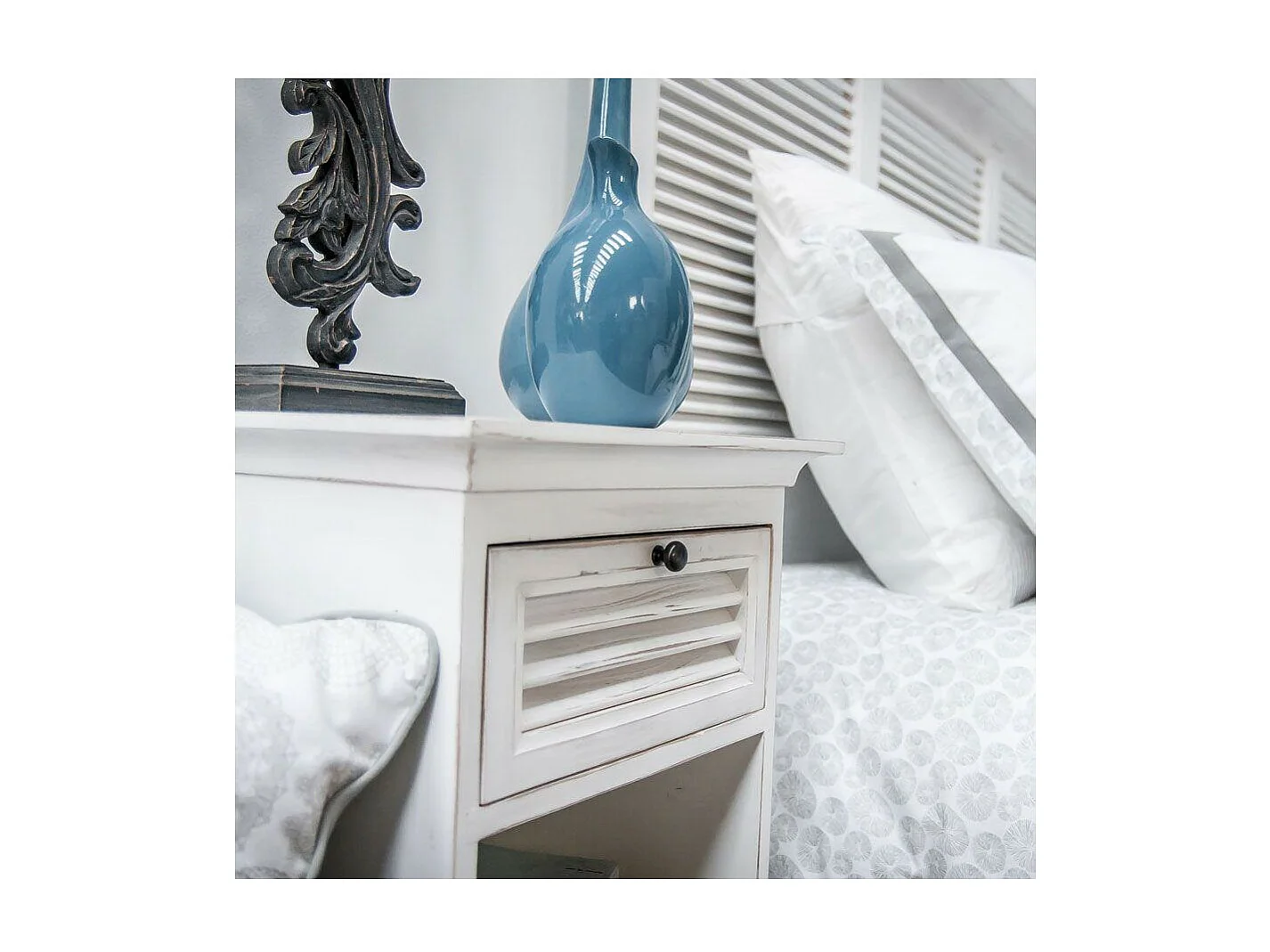 Table de chevet 1 tiroir Bois Blanc - Vénitiennes Interior's