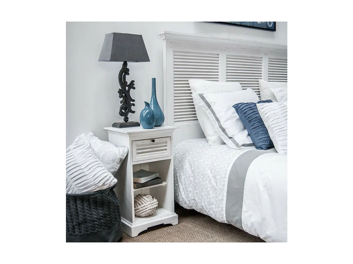 Table de chevet 1 tiroir Bois Blanc - Vénitiennes Interior's