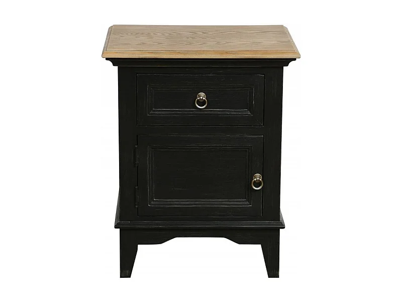 Table de chevet 1 tiroir 1 porte ouverture à gauche Bois Noir - Esquisse Interior's