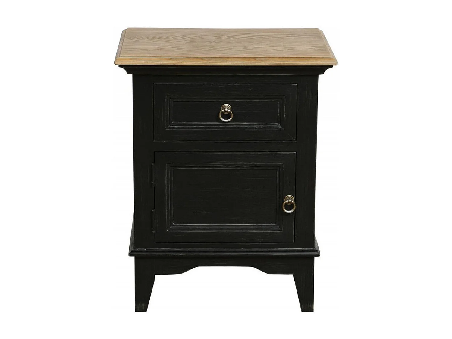 Table de chevet 1 tiroir 1 porte ouverture à gauche Bois Noir - Esquisse Interior's