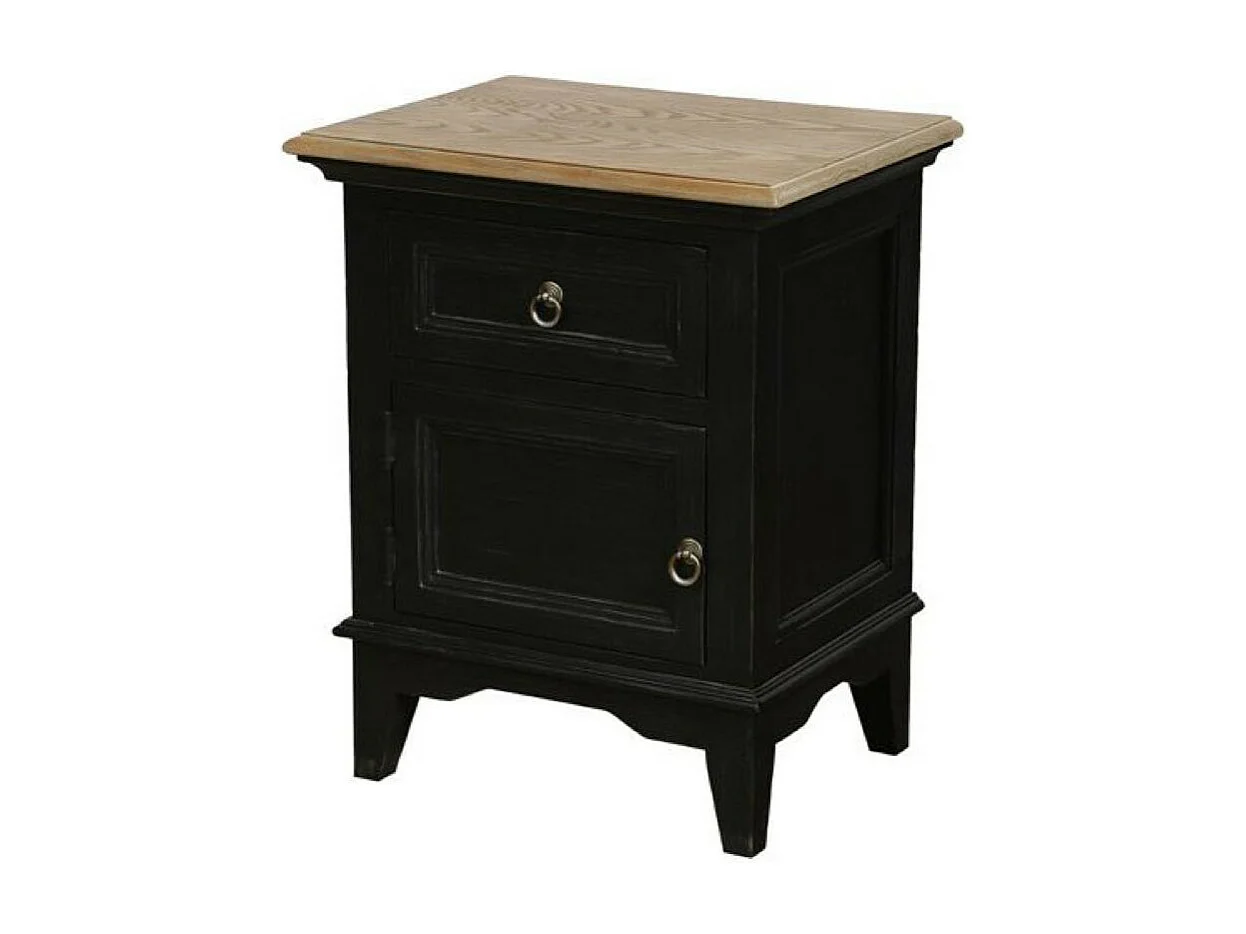 Table de chevet 1 tiroir 1 porte ouverture à gauche Bois Noir - Esquisse Interior's