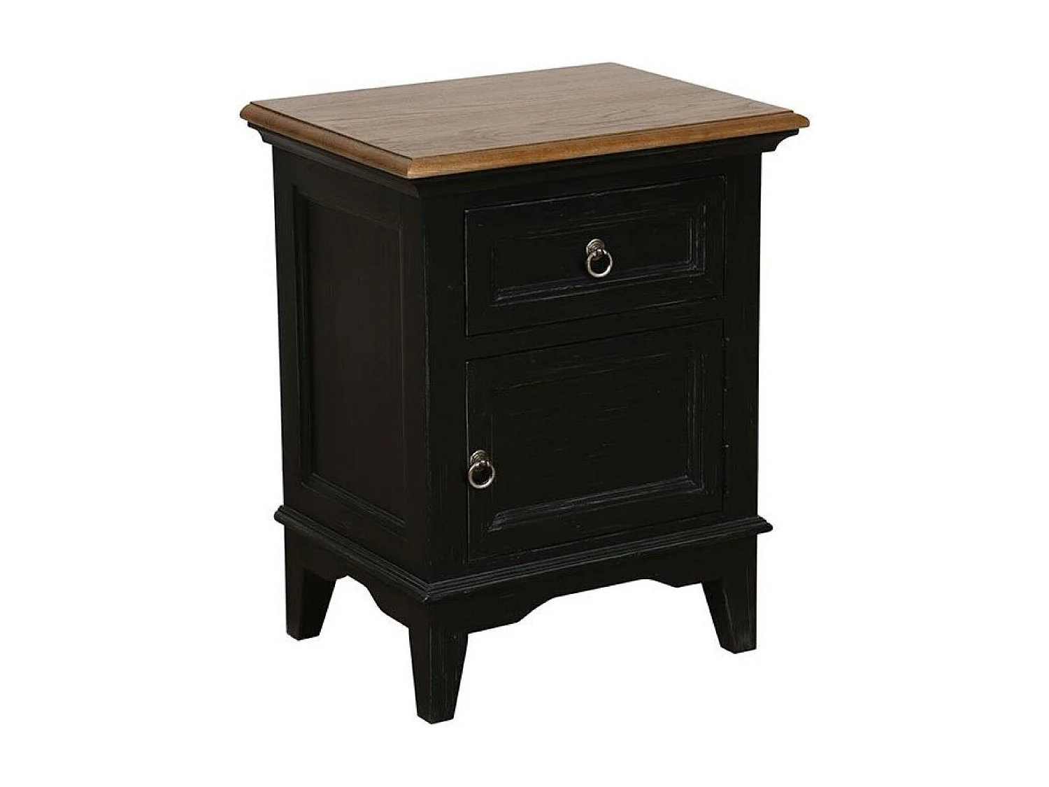 Table de chevet 1 tiroir 1 porte ouverture à droite Bois Noir - Esquisse Interior's