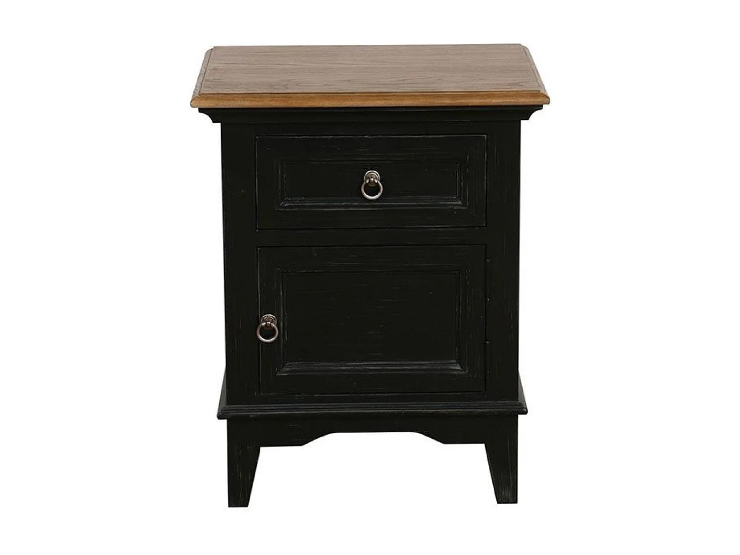 Table de chevet 1 tiroir 1 porte ouverture à droite Bois Noir - Esquisse Interior's