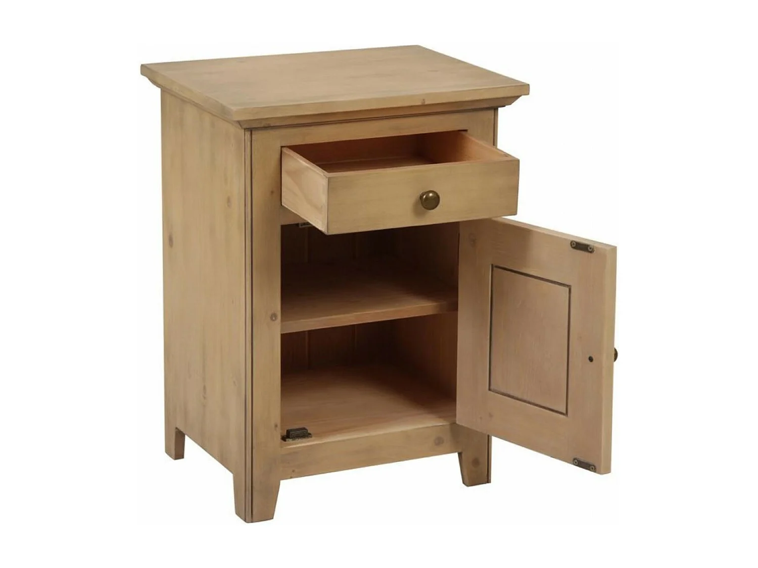 Table de chevet ouverture porte à droite Bois Naturel - First Interior's