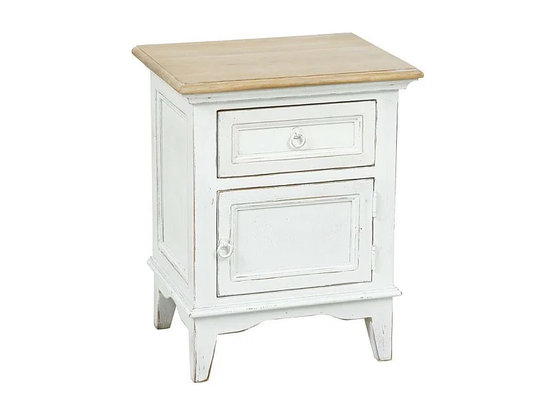 Table de chevet 1 tiroir 1 porte ouverture à droite Bois Blanc - Esquisse Interior's