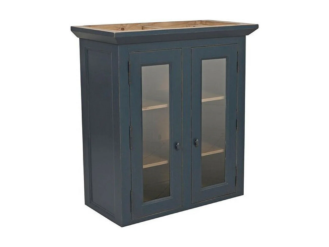 Haut de buffet 2 portes vitrées Bois Bleu - Brocante Interior's