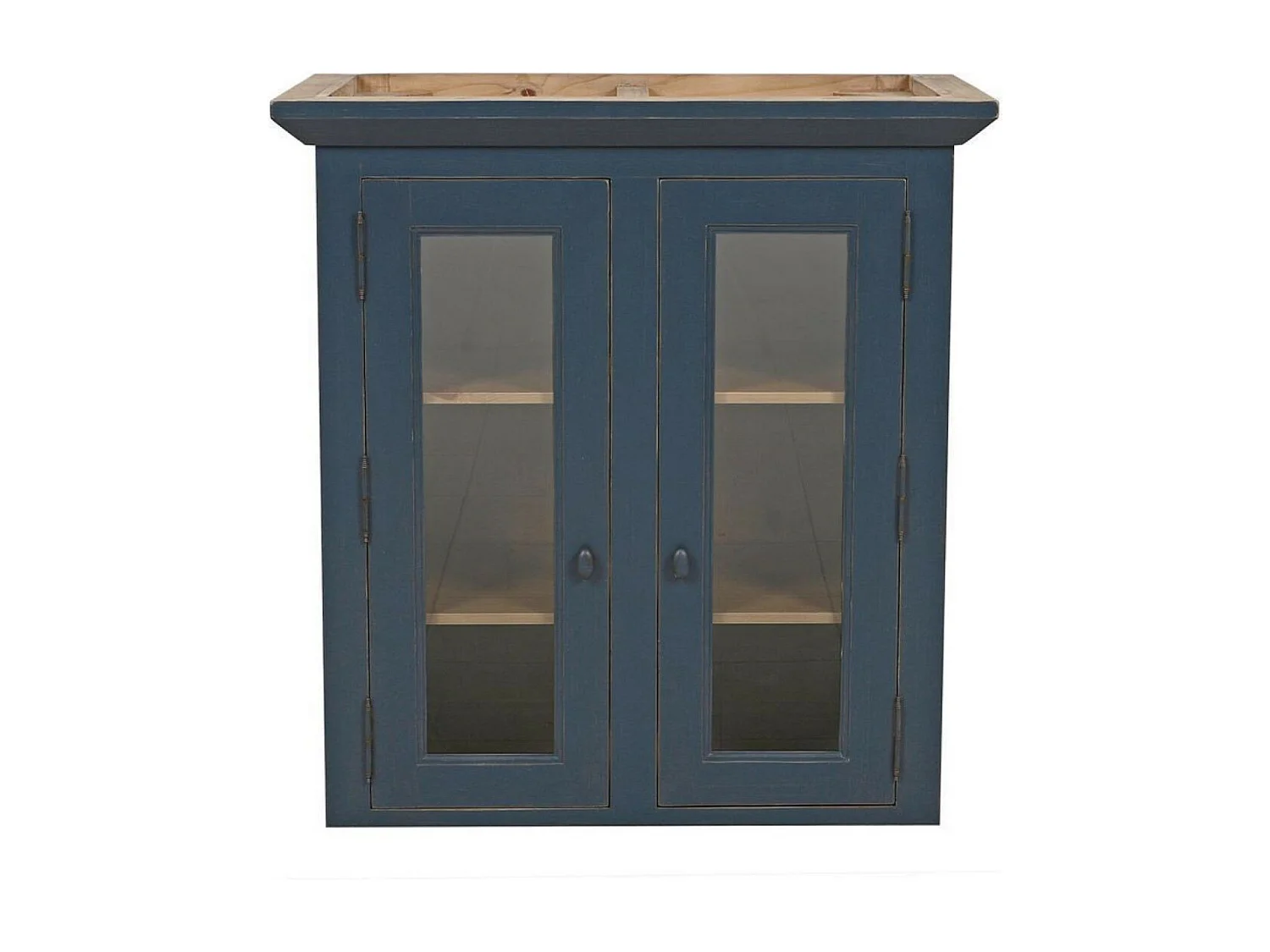 Haut de buffet 2 portes vitrées Bois Bleu - Brocante Interior's